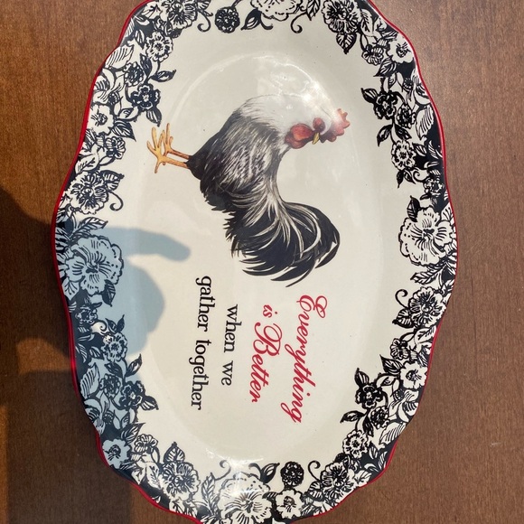 Cracker Barrel Other - Cracker Barrel Black and White Serveware Plate with Rooster Design